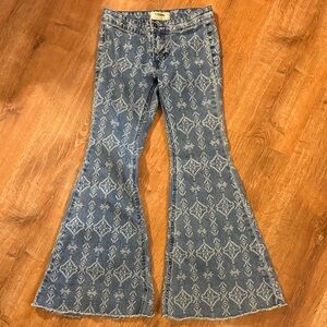 Rock & Roll Denim Girls Bargain Button Bell Aztec Blue Jean 14